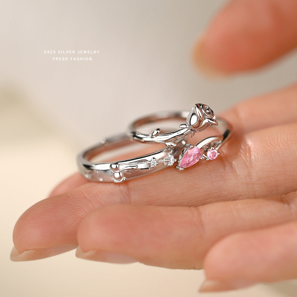 Wholesale Prince and Rose Couple S925 Sterling Silver Ring