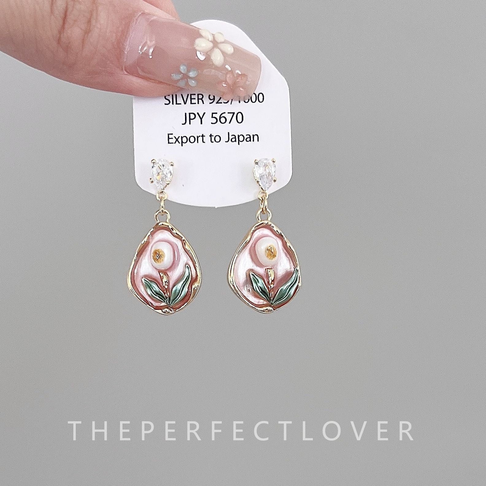 Wholesale Oil Painting Gold Freshwater Pearl Flower Earrings ACC-ES-ZhiRui004