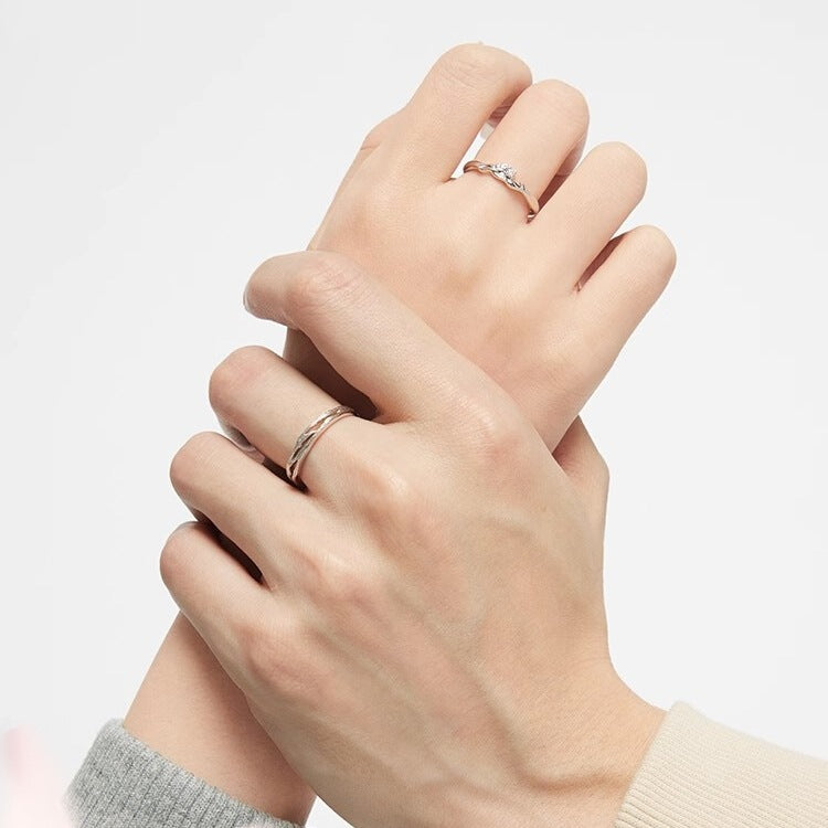 Wholesale silver diamond open adjustable ring