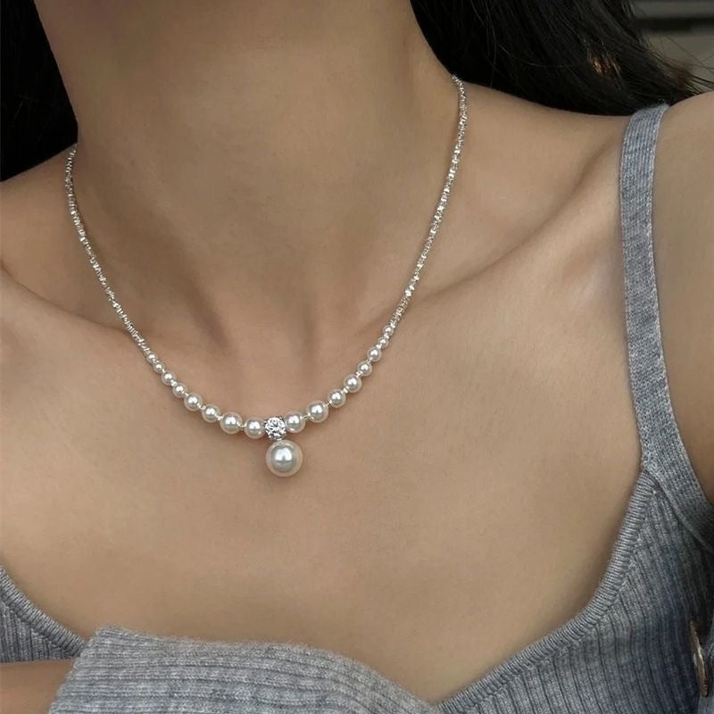 Wholesale Light Luxury Water Drops Zircon Tassel Necklace