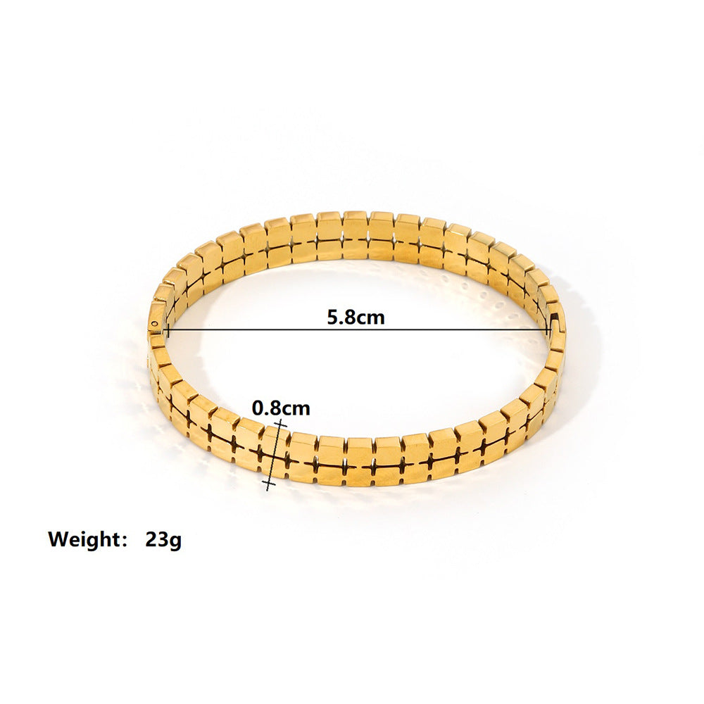 Wholesale Golden Stainless Steel Zircon Hollow Bracelet Retro Titanium Steel Bracelet Ornament Vintage  ACC-BT-Yazhi001