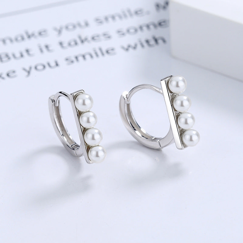 Wholesale S925 Sterling Silver Balance Beam Bead Earrings