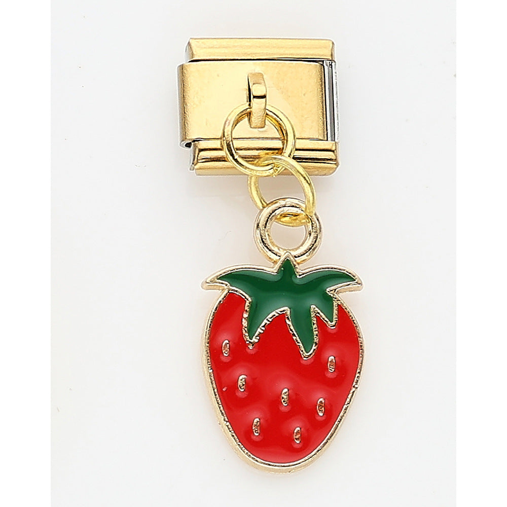 Wholesale 10pcs Italian Charm Bracelet 9mm DIY Splicing Strawberry Cherry Butterfly Love Stainless Steel Composable Bracelet