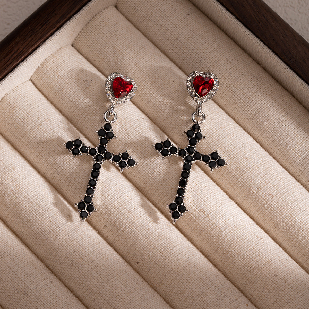 Wholesale Heart Diamond Cross Earrings