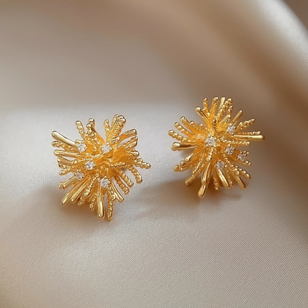 Wholesale Light luxury zircon firework earrings