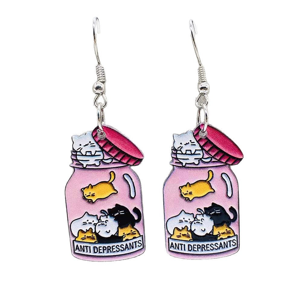 Wholesale Cartoon Animal Cute Cat Acrylic Earrings