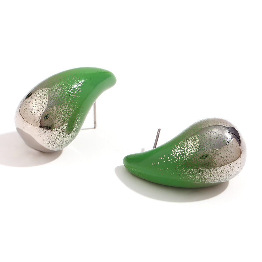 Wholesale Stainless Steel 18K Gold Plated Painted Water Drop Earrings ACC-ES-Mengj002