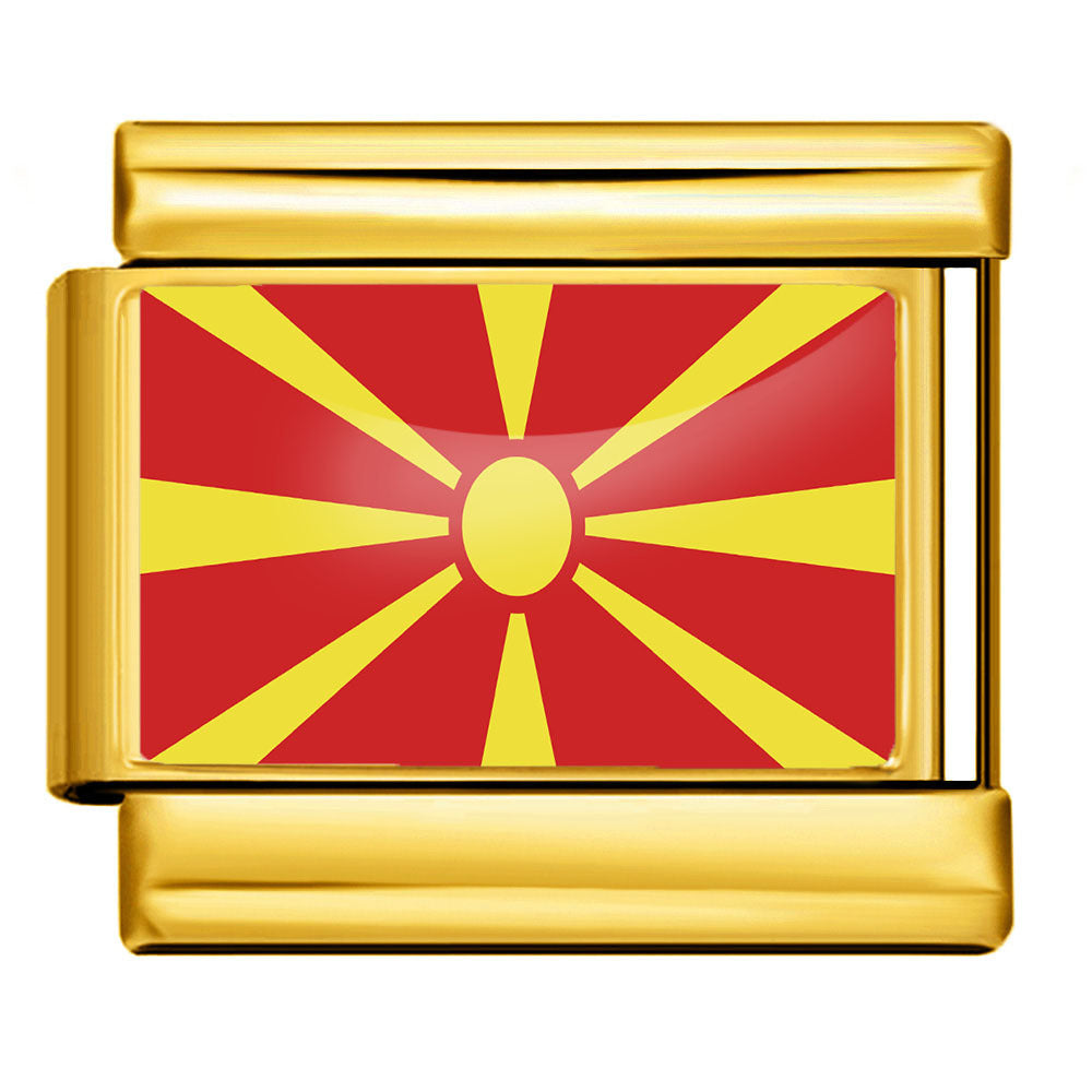 Wholesale Golden World Flag Photo Epoxy Italian Module Bracelet DIY Stainless Steel Elastic Strap Chain Bracelet