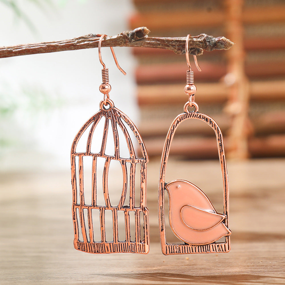 Wholesale Bohemian Retro Asymmetrical Bird Earrings - Trendy Party Wear Fashion Accessory Gift