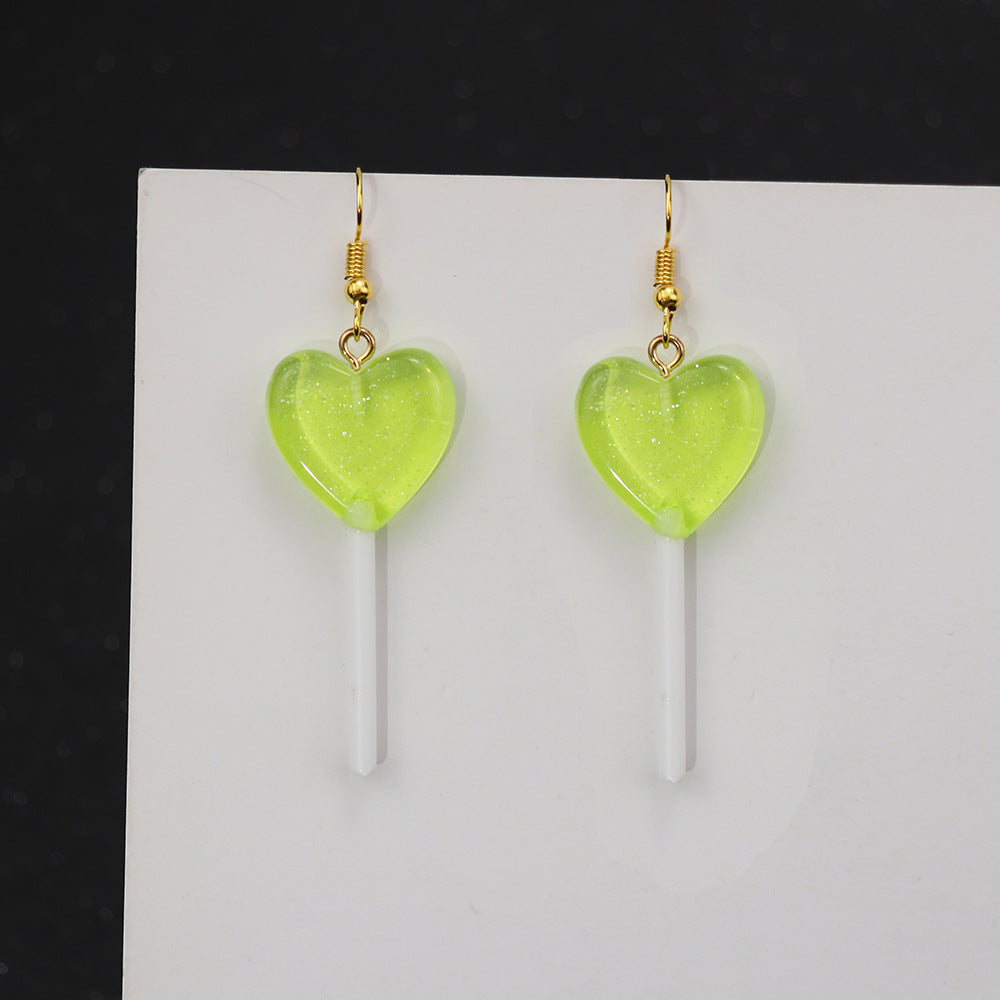Wholesale Glitter Candy Color Love Lollipop Earrings