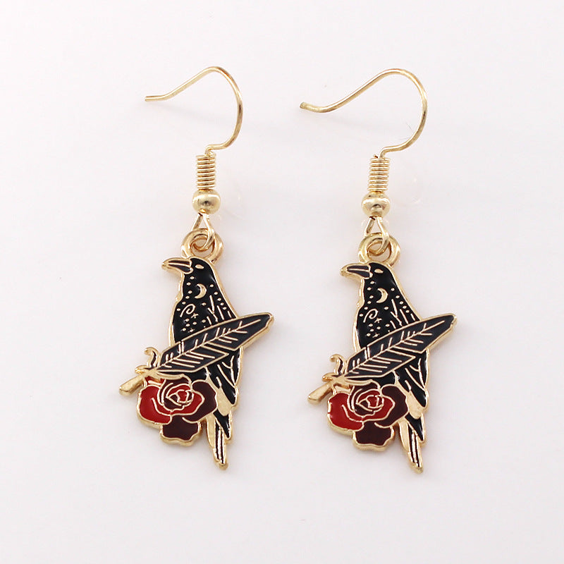 Wholesale Halloween Crow Bat Snake Alloy Oil Drop Earrings ACC-ES-Liyao006