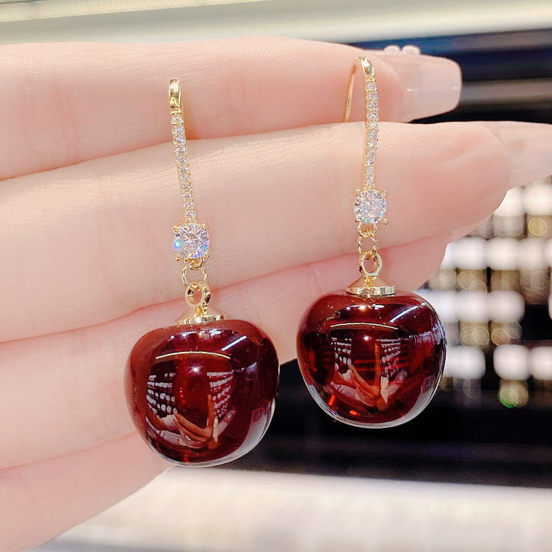 Wholesale Alloy Red Cherry Earrings