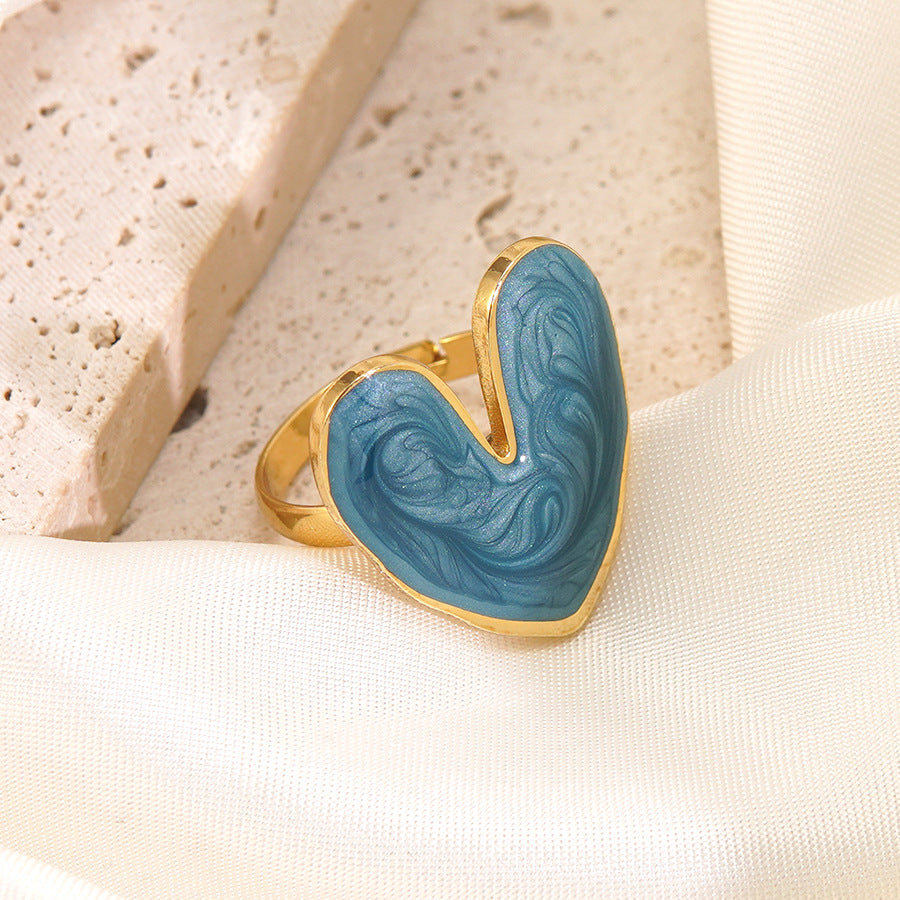 Anello a forma di cuore dell'acciaio inossidabile dell'anello di goccia dell'olio di amore di stile dolce all'ingrosso