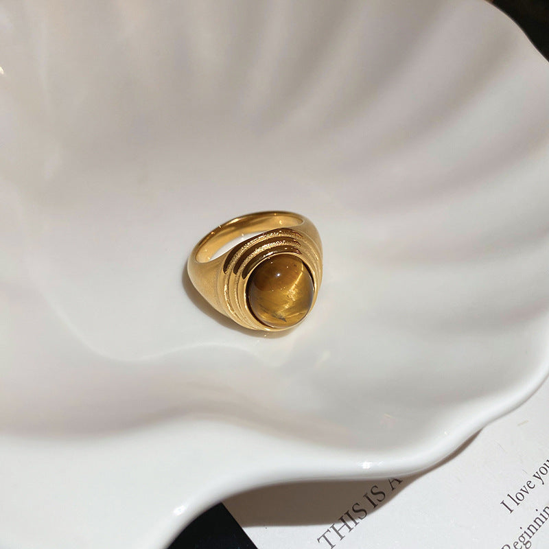 Wholesale zircon tiger eye open ring