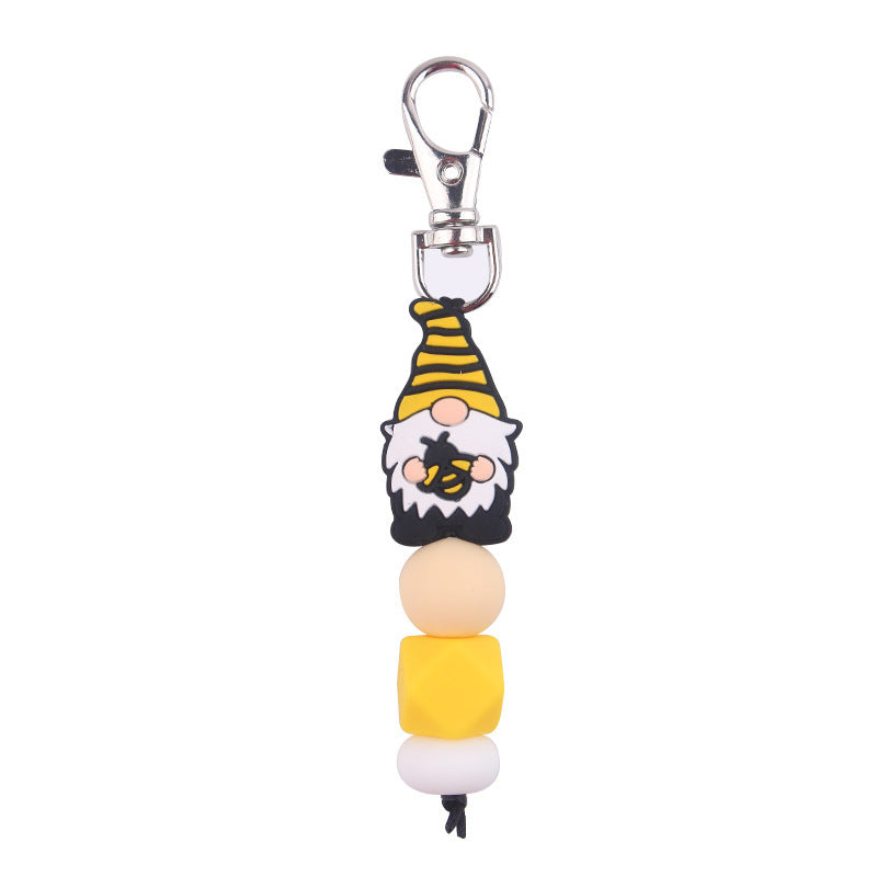 Wholesale Cartoon Christmas Silicone Beaded Keychain ACC-KC-GuangTian089