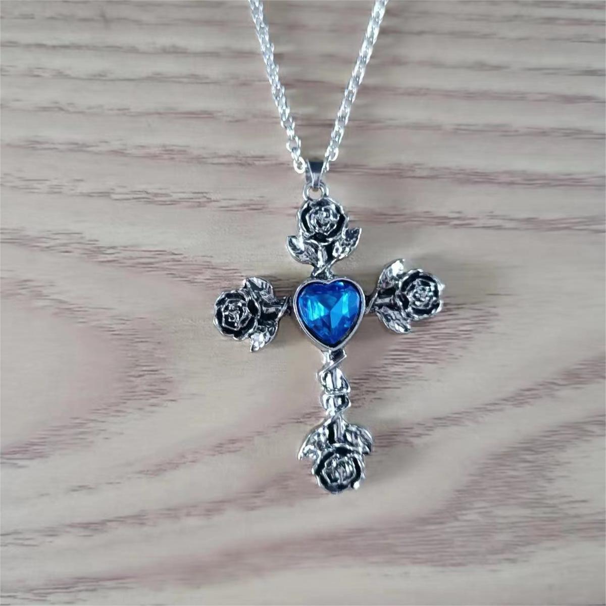 Wholesale Rose Diamond Cross Necklace