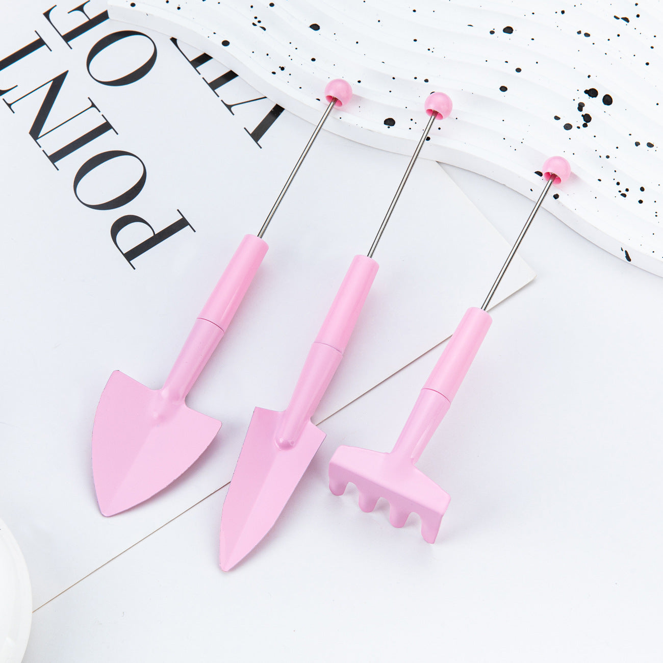Wholesale DIY Beadable Mini Garden Tools Set Macaron Color DIY Beaded RoseFlower Succulent Plants Tools