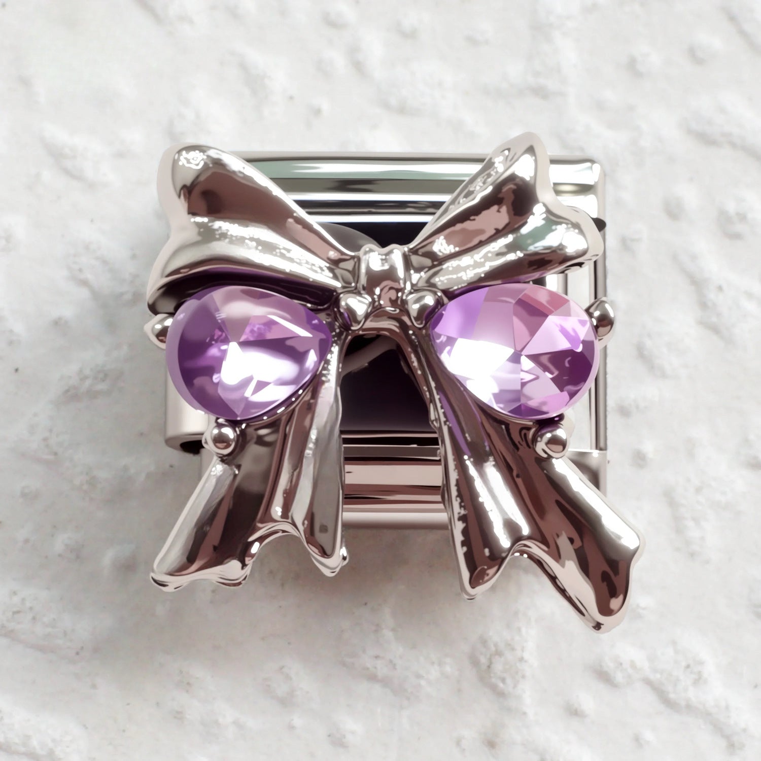 Wholesale Stainless Steel Italian Modular Bracelet with Purple Gemstone Hippo Elephant Charms DIY Elastic Jewelry Accessory