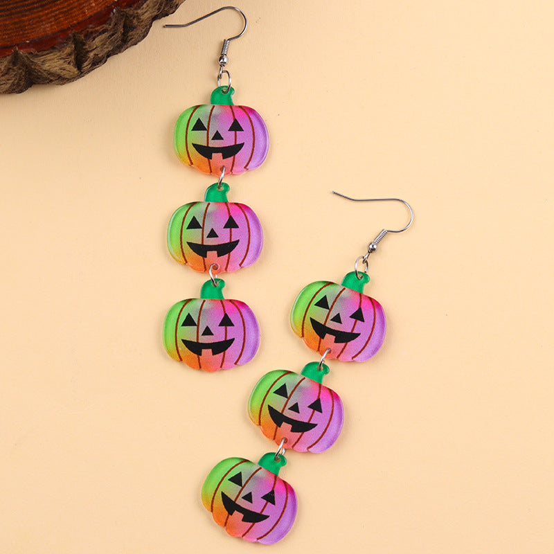 Wholesale  Contrasting Color Long Pumpkin Acrylic Earrings
