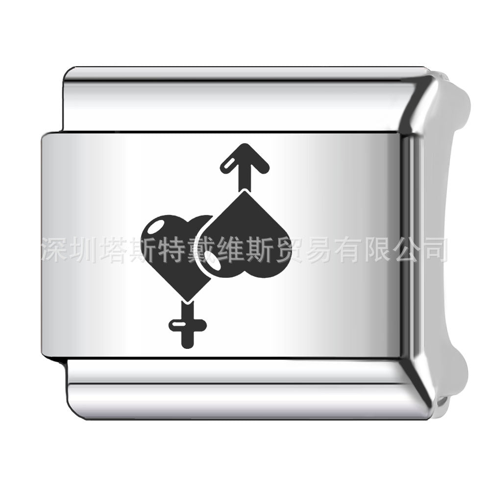 Wholesale 9mm Italian Charm Starter Bracelets DIY square Single Section Creative Stainless Steel Composable Bracelet