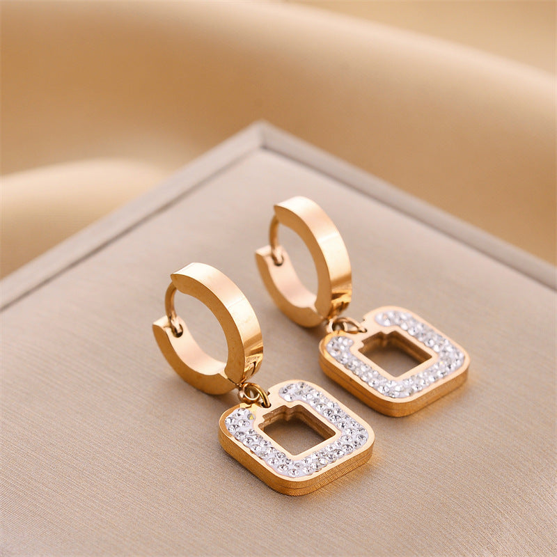 Wholesale Golden Rose Gold Steel Color Titanium Steel Earrings ACC-ES-HaoWen013