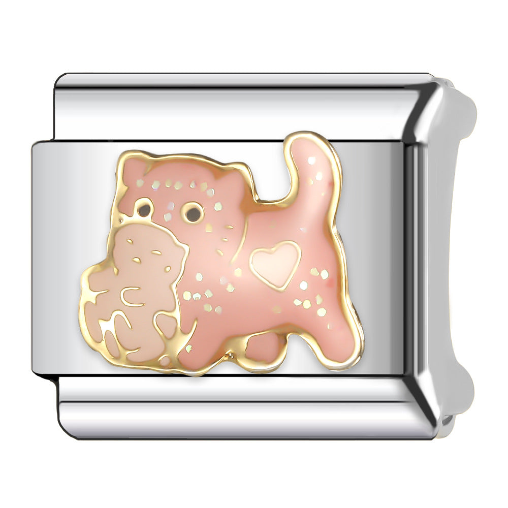 Wholesale Italian Charm Bracelet 9mm DIY Splicing Cute Pet Series Stainless Steel Composable Bracelet