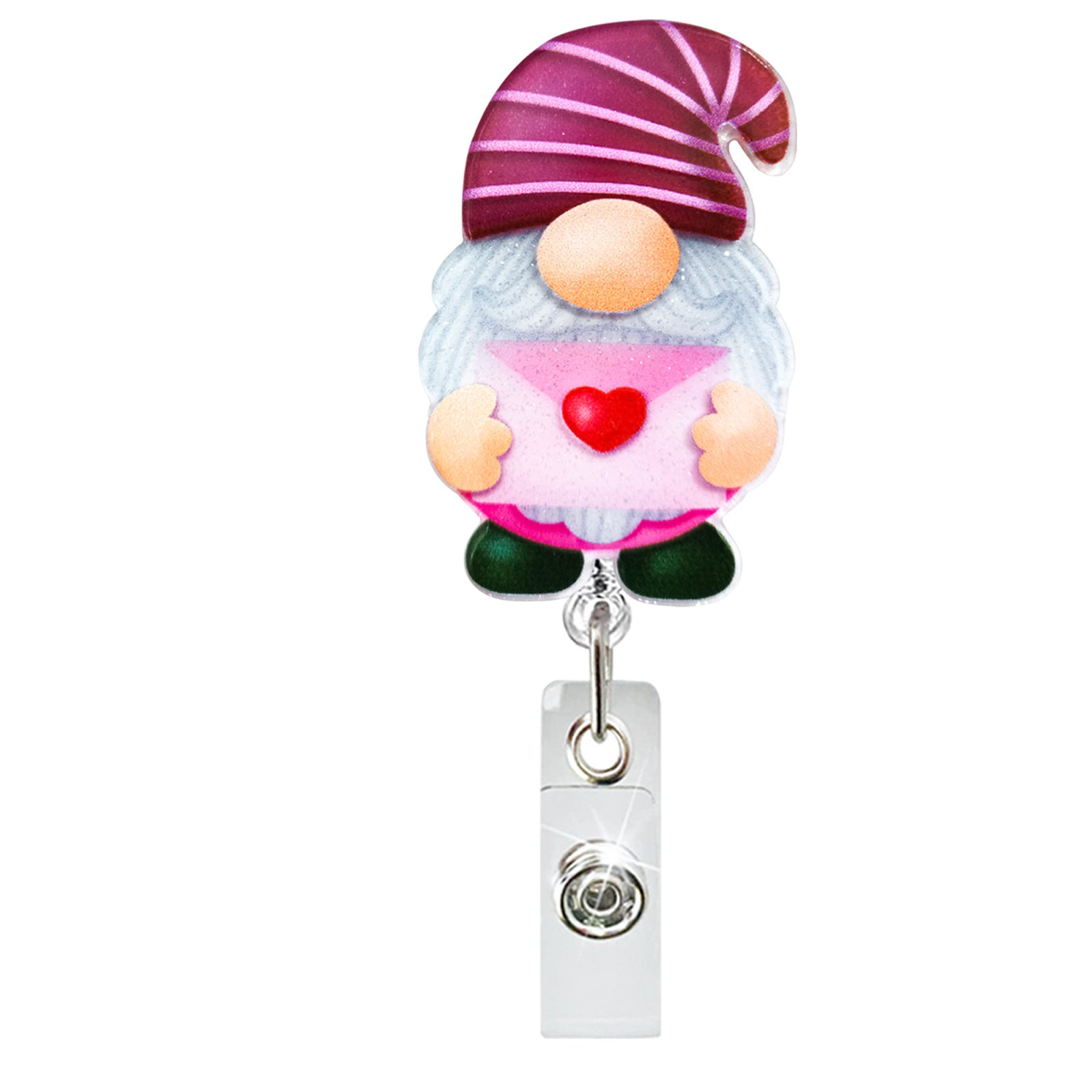 Wholesale Valentine's Day Dwarf Acrylic Medical Retractable Clip Badge Keychain ACC-KC-QiDing025