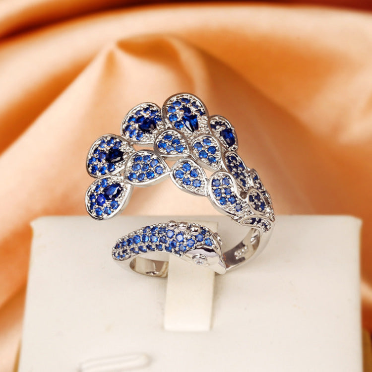 Wholesale Peacock open ring animal Bird ring