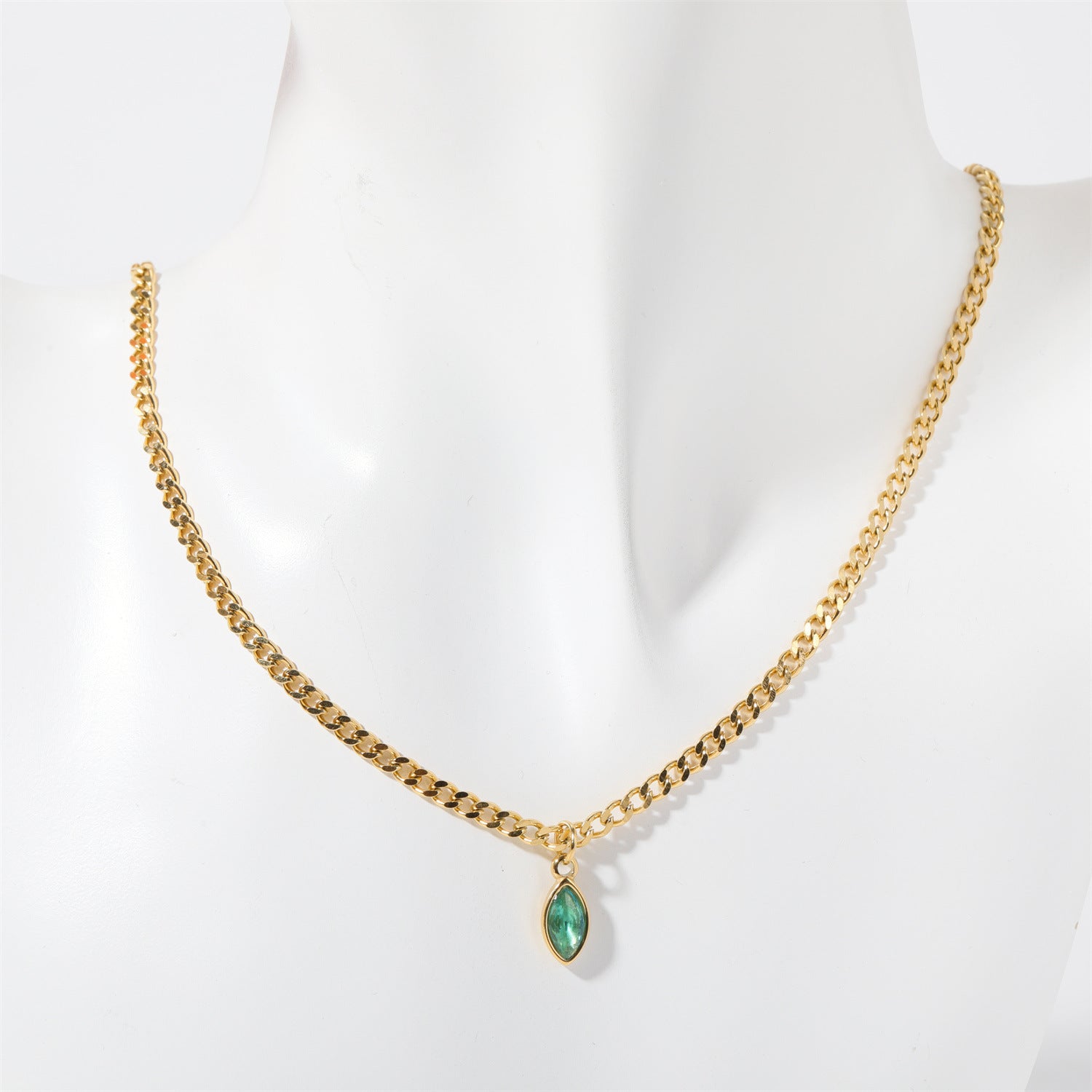 Wholesale  Titanium Steel Horse Eye Zircon Necklace