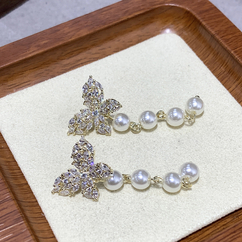 Wholesale S925 silver pin  butterfly earrings