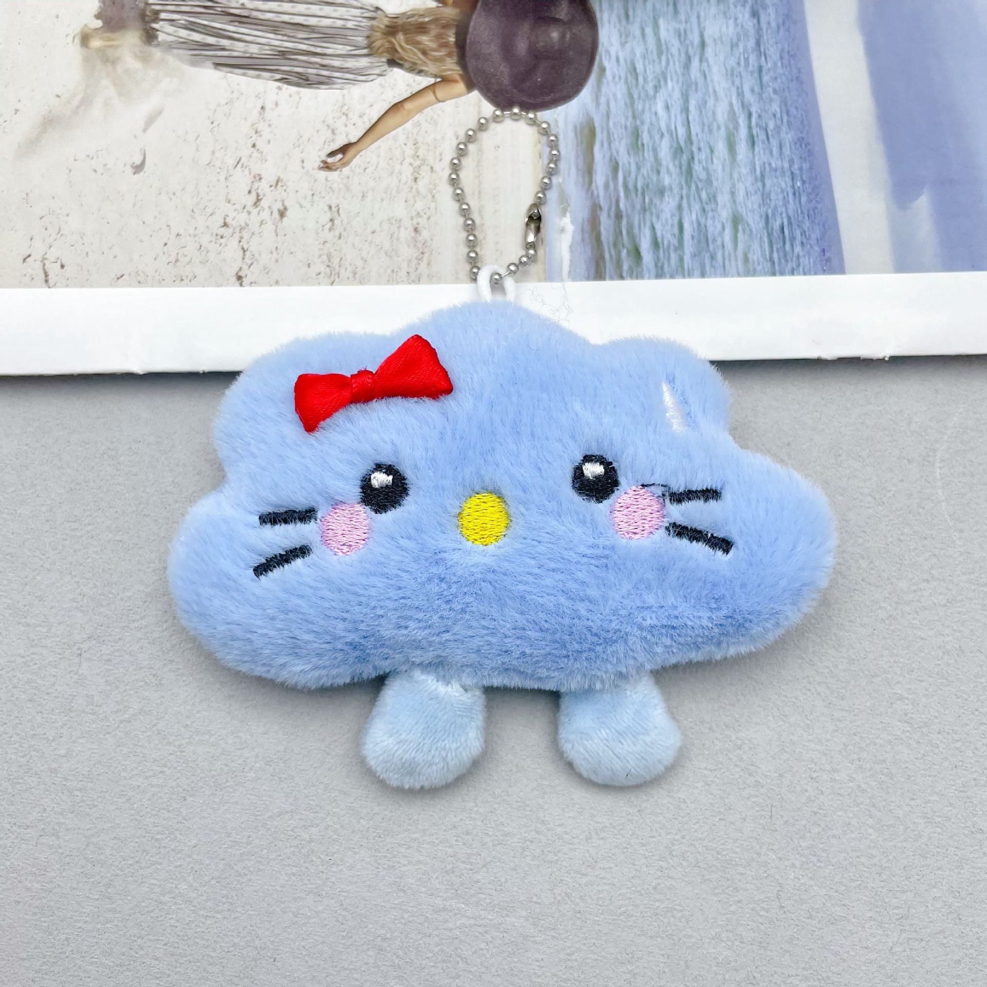 Wholesale Stylish Cloud Plush Keychain Bag Charm Pink Wool Yarn Cute Gift for Couples