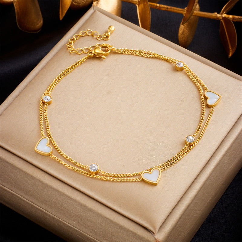Wholesale Light Luxury Simple Titanium Steel Oil Drop Love Butterfly Anklets ACC-AS-QianYue001