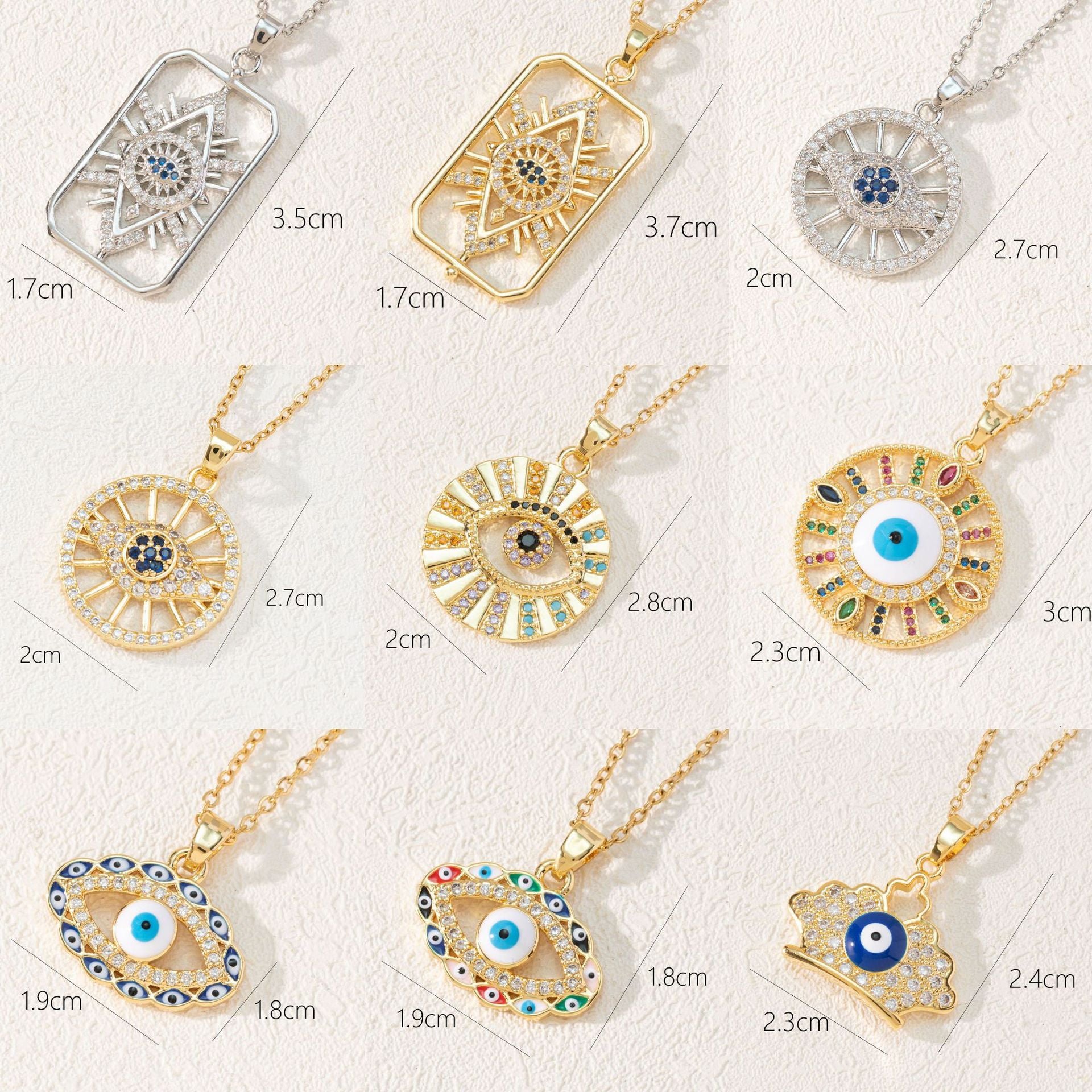 Wholesale Copper Eye Pendant Necklace Bohemian Style Fashion Jewelry Gift
