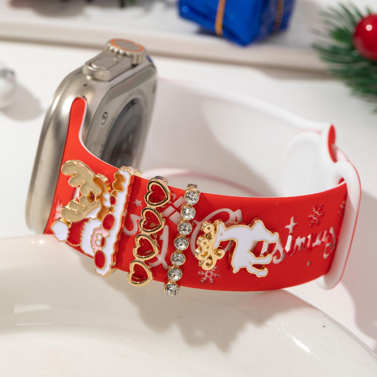 Wholesale Christmas Reindeer Silicone Band With Dripping Oil Charm Decorative Gift Accessory