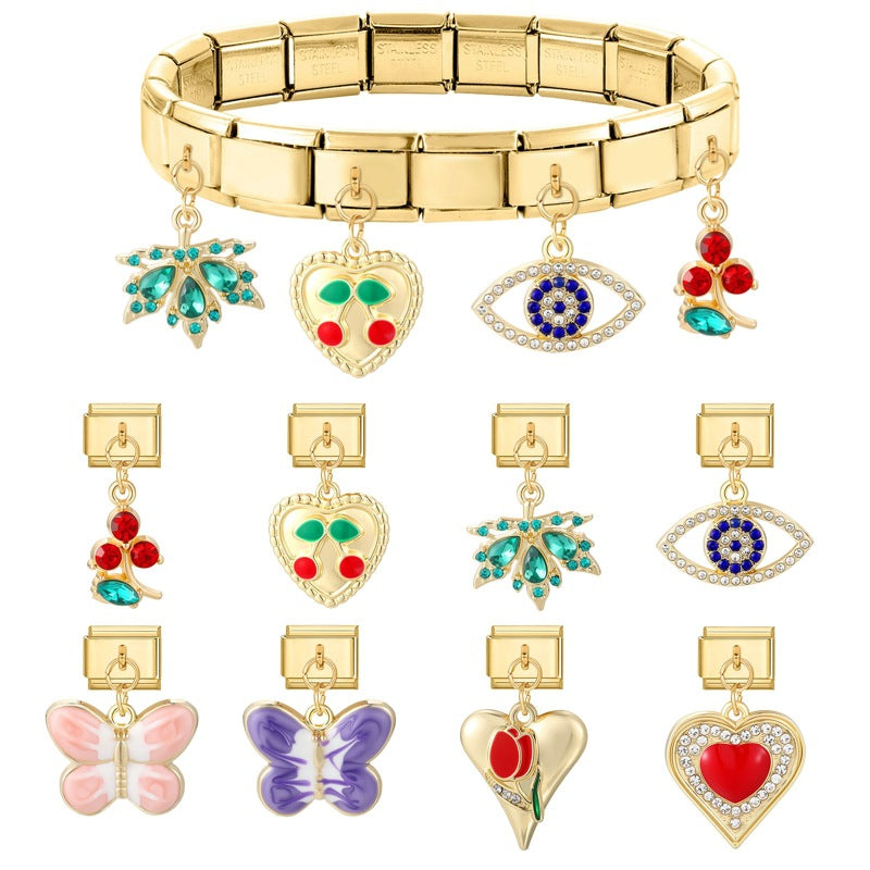 Wholesale New Color Creative Butterfly DIY Gold Pendant Module Jewelry Personalized Retro Handmade Craft Bracelet Accessories