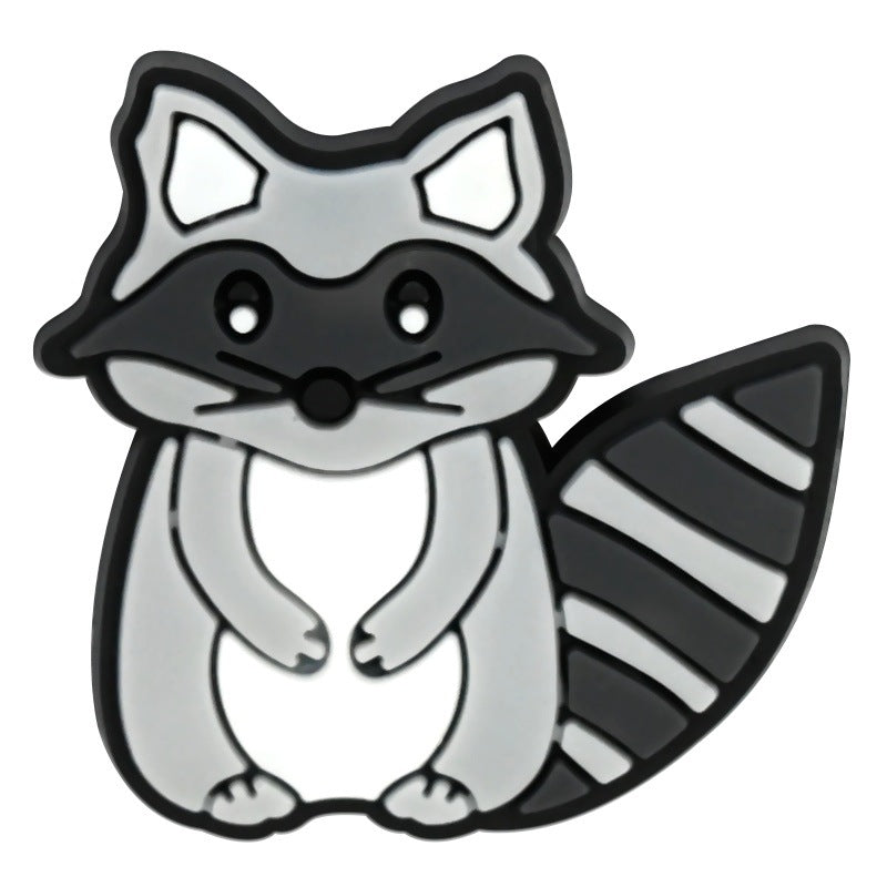 Wholesale Random 100pcs cute raccoon animal-themed  PVC Soft Rubber Shoe Buckle Decoration