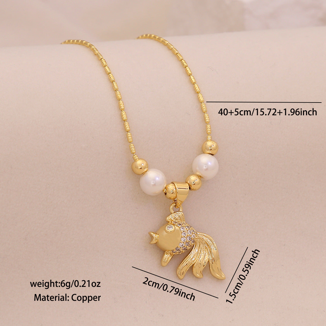 Wholesale Ocean Zircon-Inlaid Sea Turtle Goldfish and Jellyfish Necklace
