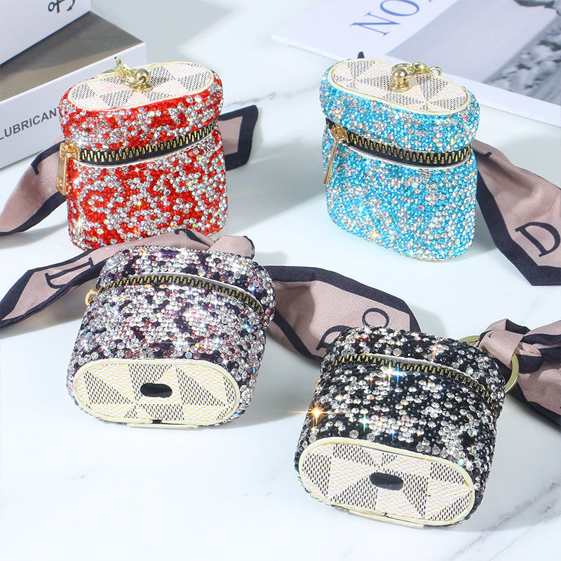 Wholesale High-end Full Diamond Storage Wireless Keychain Coin Purse Earphone Case ACC-EPC-RuiJie001