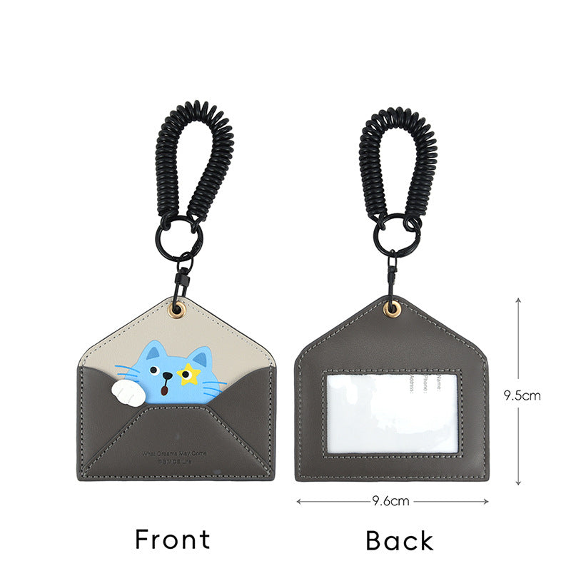 Wholesale Cute Capybara Envelope Card Holder Keychain PU Leather ID Badge Bag Charm For Campus Bus Daily Use