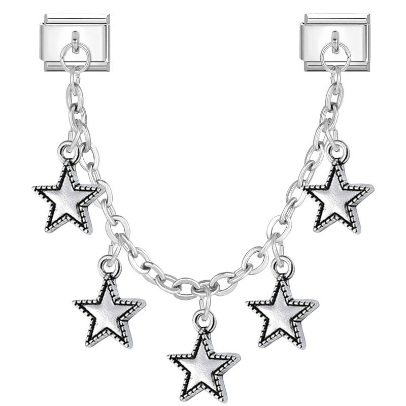 Wholesale 9mm Italian Charm Starter Bracelets DIY Double Hanger Stainless Steel Composable Bracelet