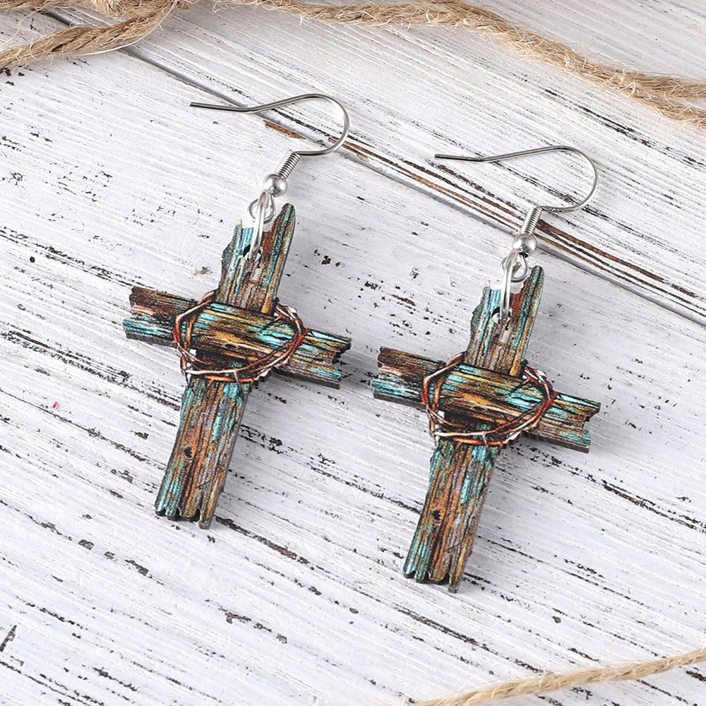 Wholesale  Wooden Double-sided Earrings