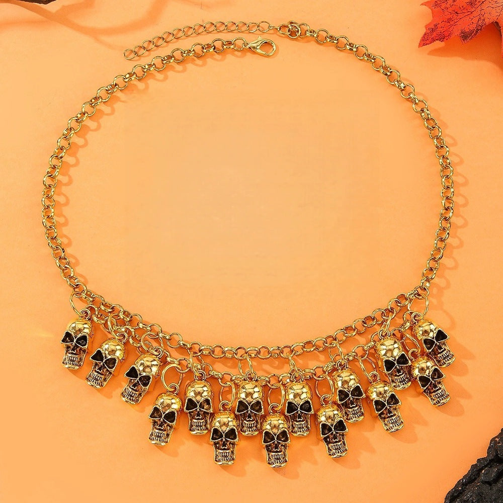 Wholesale Skull Design Vintage Alloy Jewelry Set Earrings and Necklace Fashion Accessory