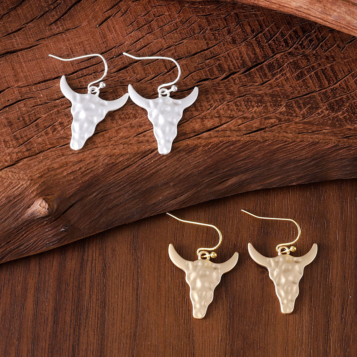 Wholesale  Western Denim Bump Tau Pendant Earrings