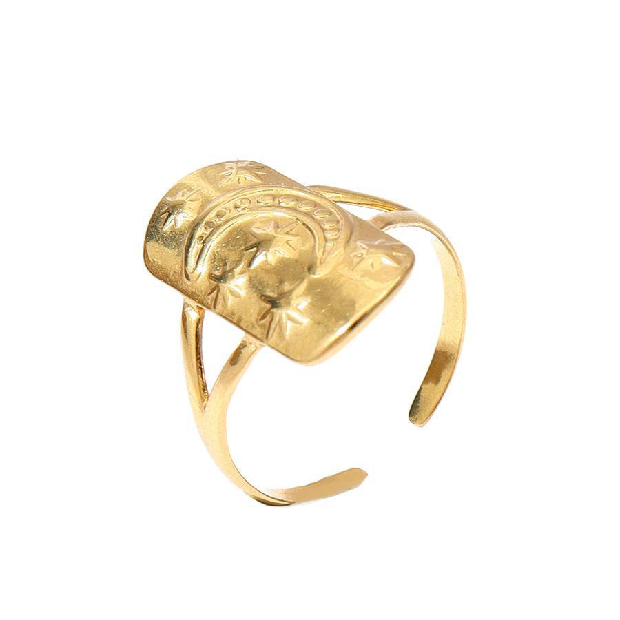 Wholesale Star Sun Moon Stainless Steel Rings 18k Gold Plated Rings ACC-RS-MuC014