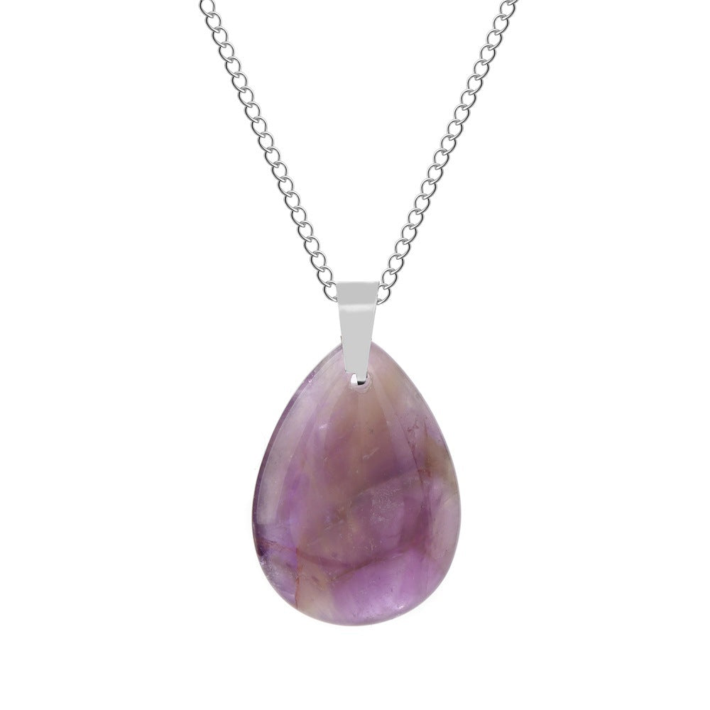 Wholesale Natural Crystal Pendant Necklace Stainless Steel O-Chain with Lobster Clasp Boutique Jewelry Accessory