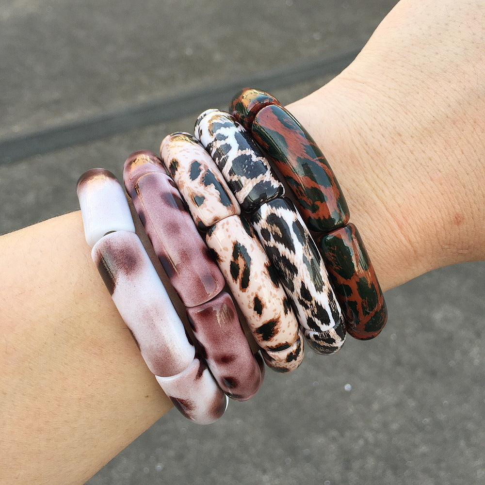Wholesale Retro Leopard Print Acrylic Bracelet Fashion Accessory for Everyday Wear or Gift