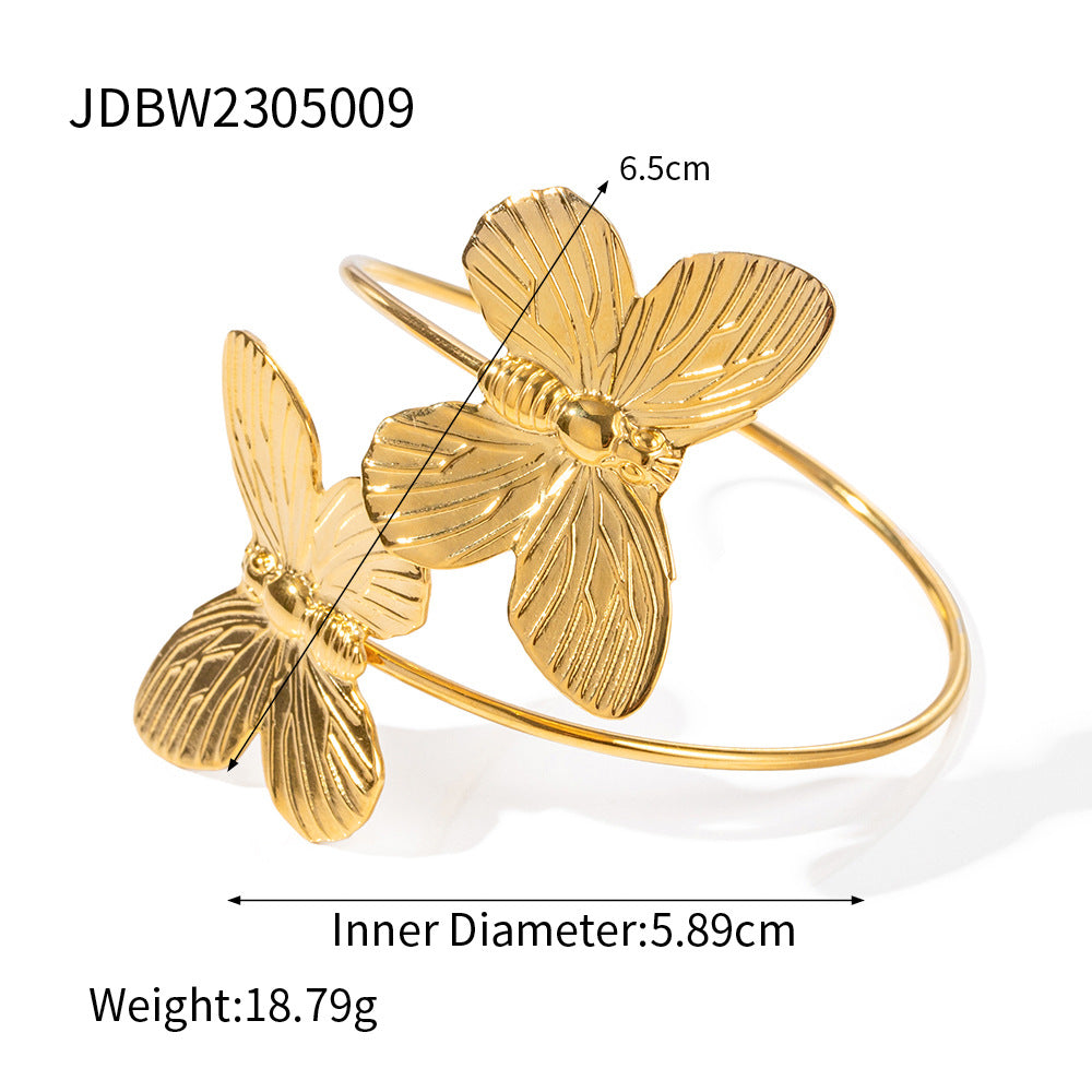 Wholesale Vintage Gold Sand Butterfly Bracelet Ring Necklace Set ACC-ES-WanXing002
