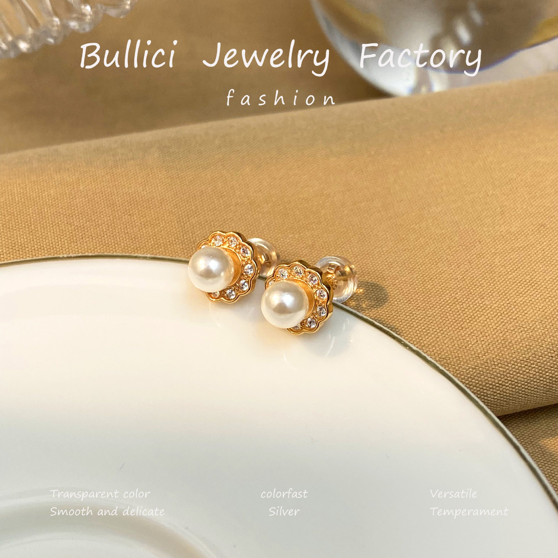 Wholesale  S925 Sterling Silver Earrings Small Round Beads Flower Earrings