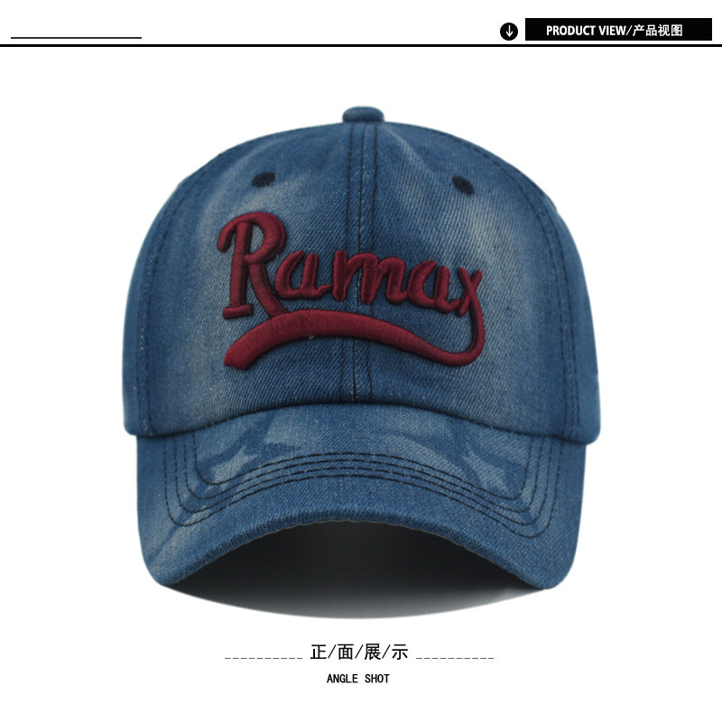 Wholesale  Denim Washed Baseball Cap Three-dimensional Embroidered Letter Embroidered Hat