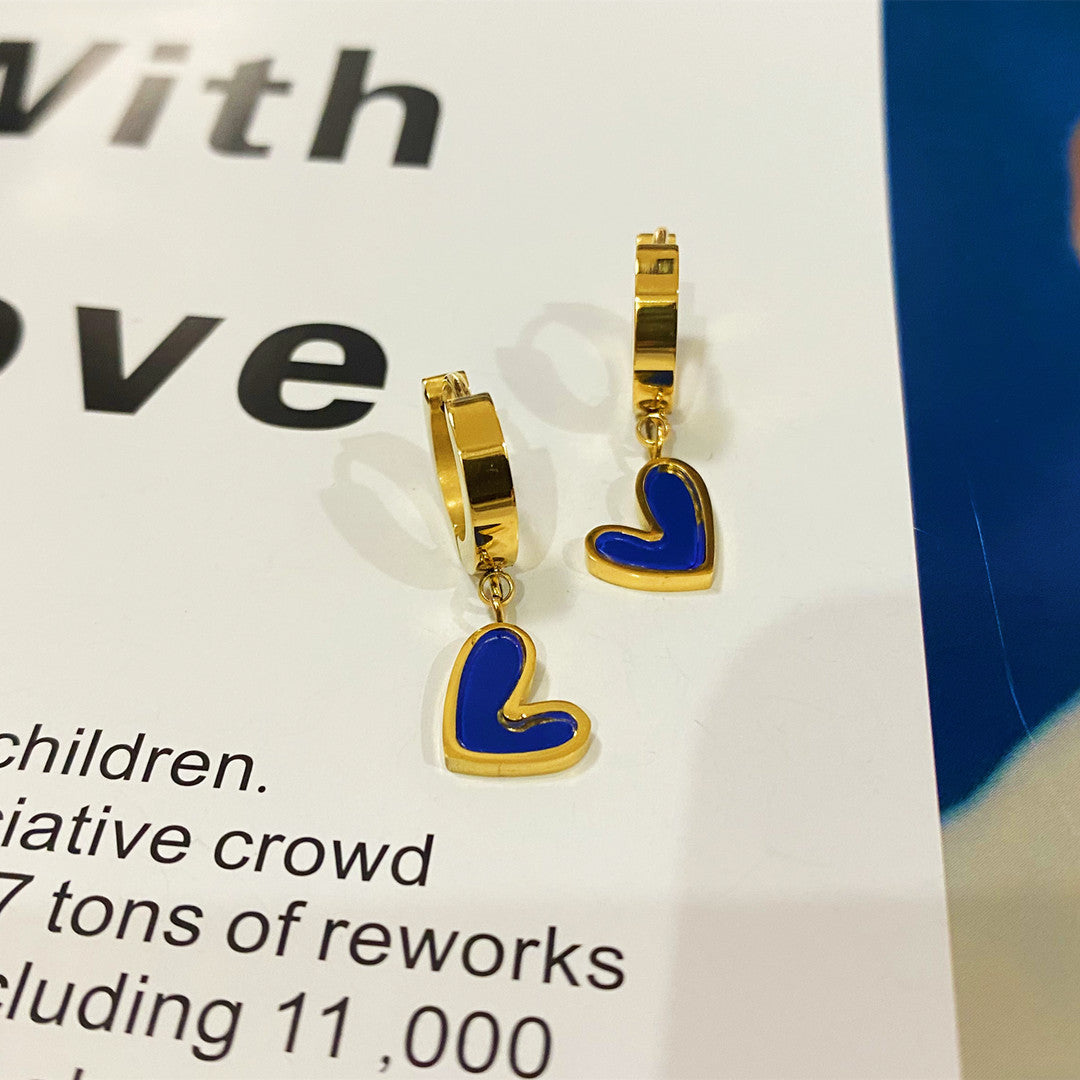 Wholesale Titanium Steel Four-leaf Clover Heart Earrings ACCVIP-ES-YZXW003